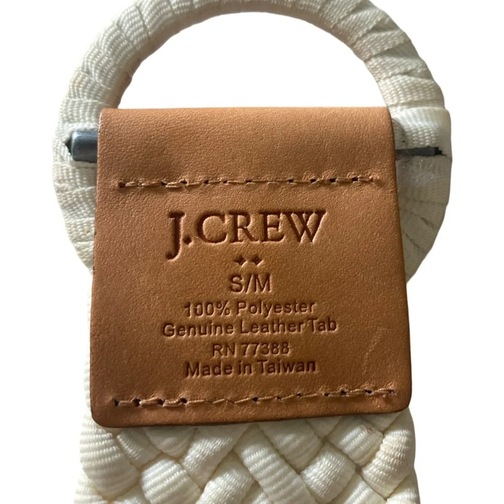 J. Crew Cream Braided Cotton Belt with Tan Leather Ring